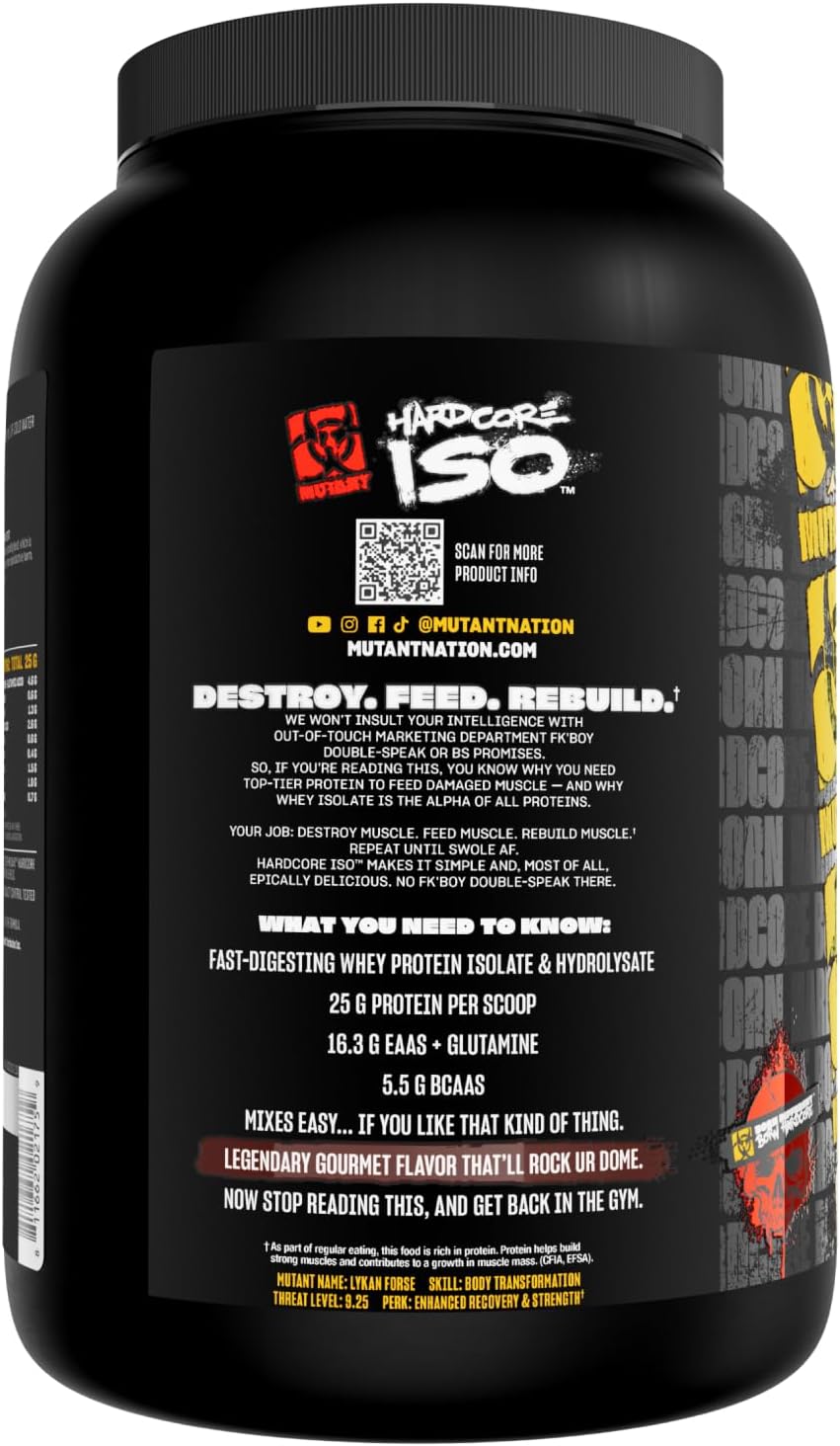 Mutant Hardcore ISO Whey Protein Powder Acts Fast to Help Recover, Build Muscle, Bulk and Strength - Image 8