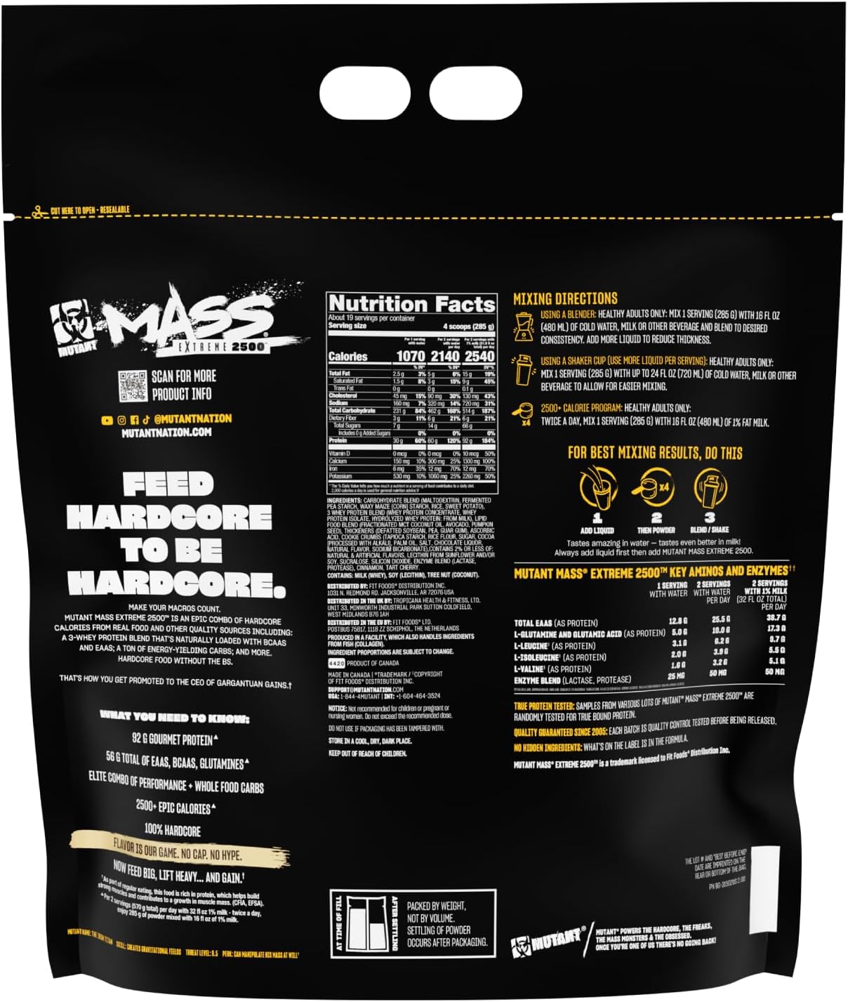 Mutant Mass Extreme 2500 Gainer - Whey Protein Powder with 3-Source Whey Protein Blend & Whole Food Carbs - High Calorie Mass Gainer for Muscle Building & Weight Gain - Image 8