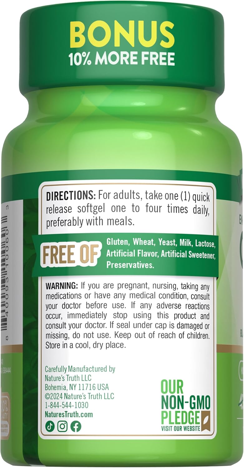 Nature's Truth, Enhanced Absorption CoQ10 100 mg Plus Black Extract - Image 7