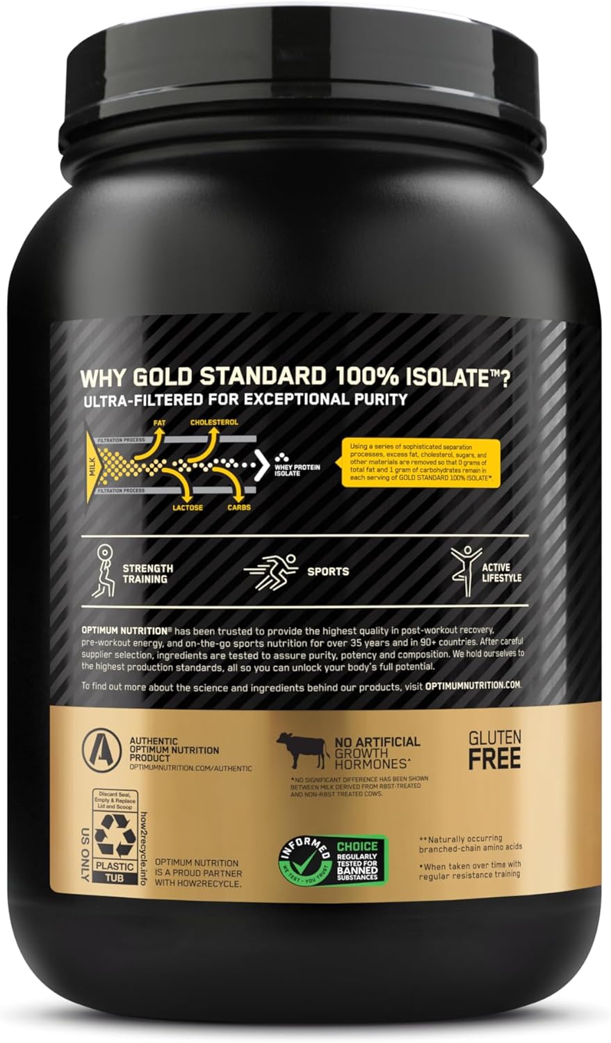 Optimum Nutrition (ON) Gold Standard 100% Isolate, 25 Grams of Protein, Hydrolyzed and Ultra-Filtered Whey Protein Isolate - Image 8