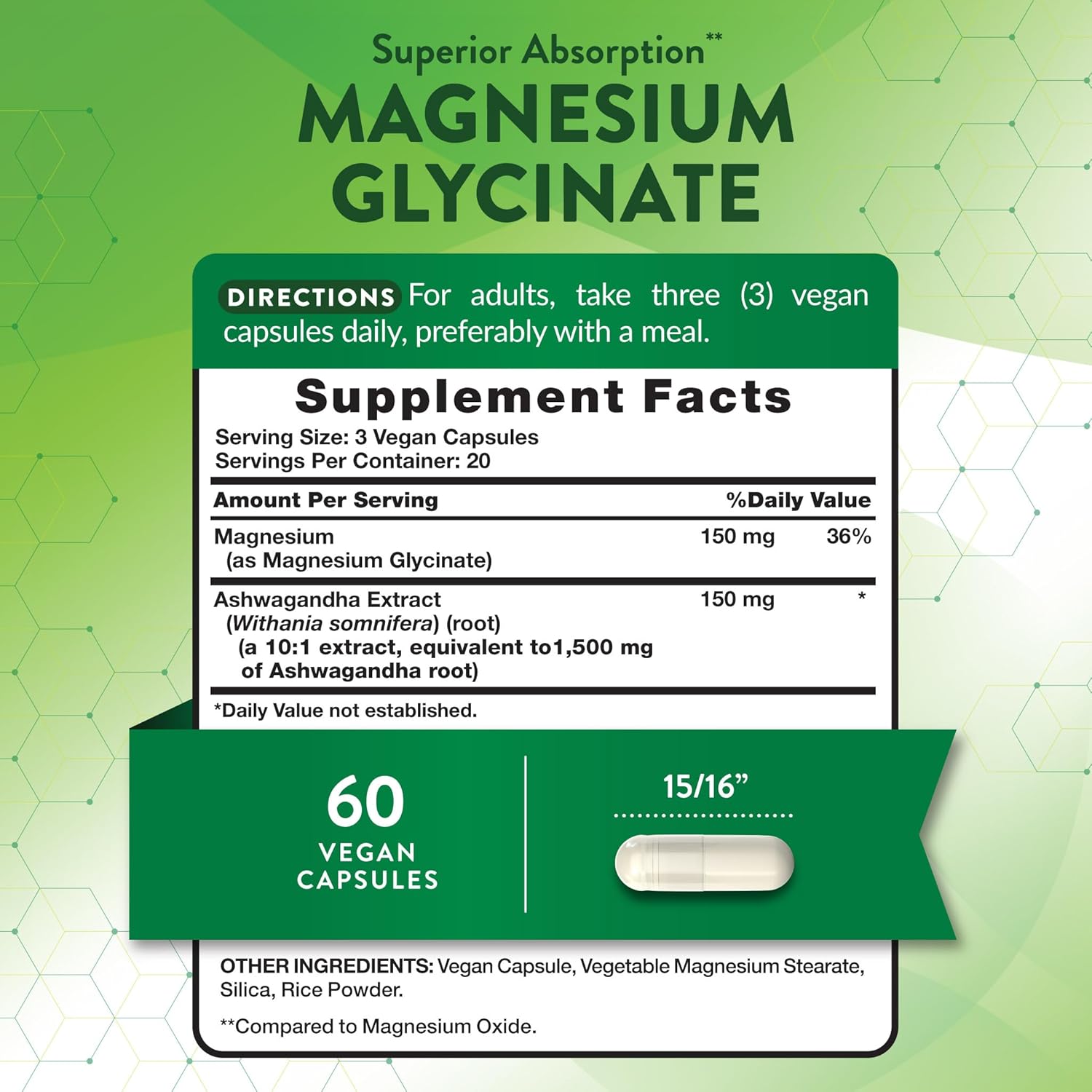 Nature's Truth Magnesium Glycinate + Ashwagandha Veg 60 Capsules - Image 2