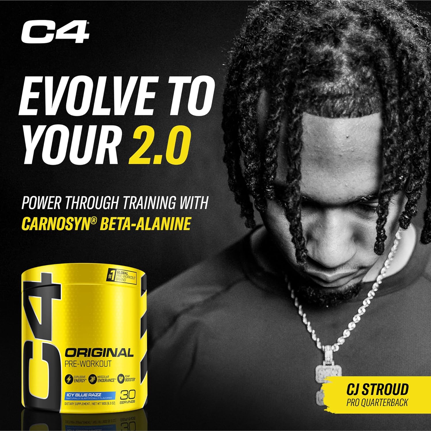 Cellucor C4 Original Pre Workout Powder - Icy Blue Razz - 30 Servings - Image 4