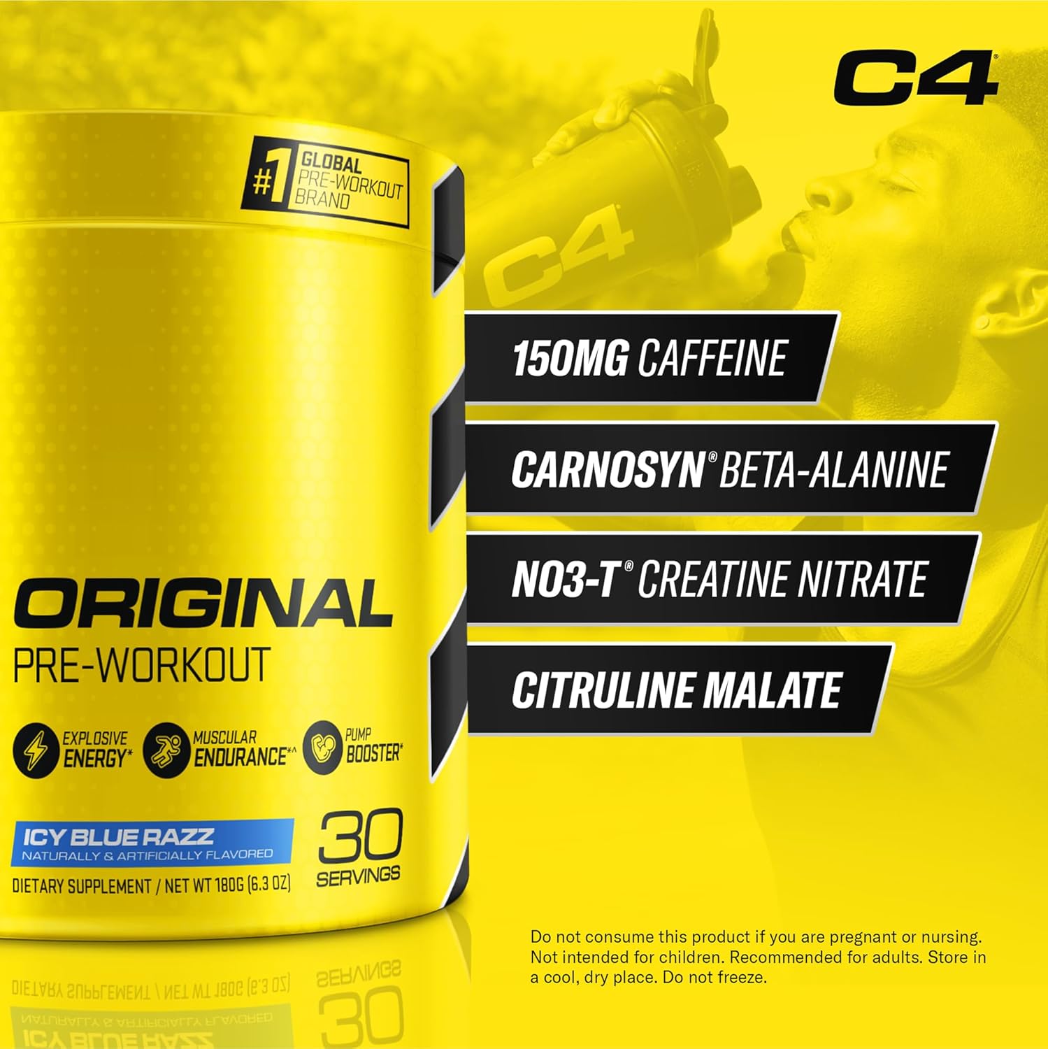 Cellucor C4 Original Pre Workout Powder - Icy Blue Razz - 30 Servings - Image 2