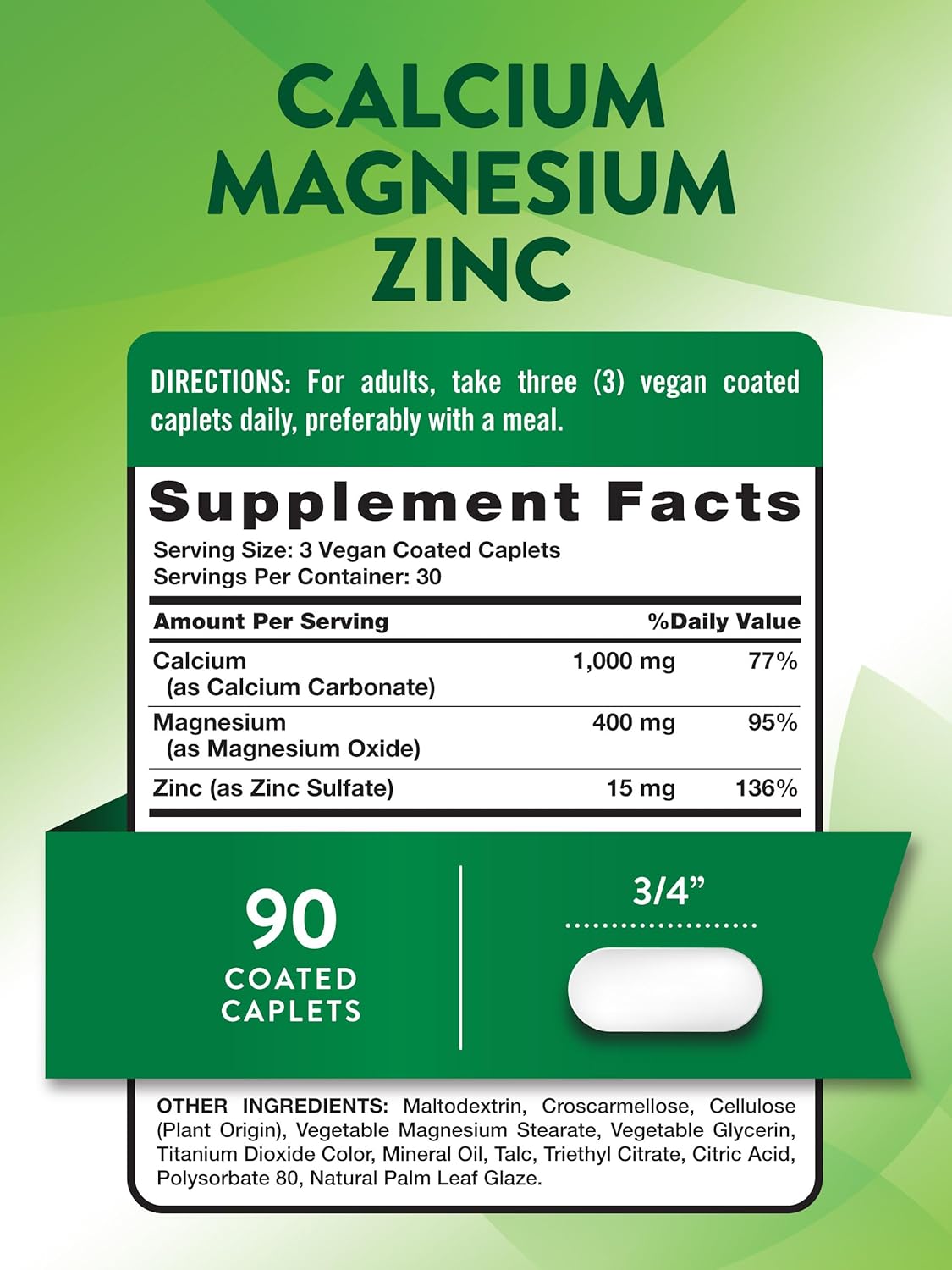 Nature's Truth Calcium, Magnesium, Zinc - Image 2