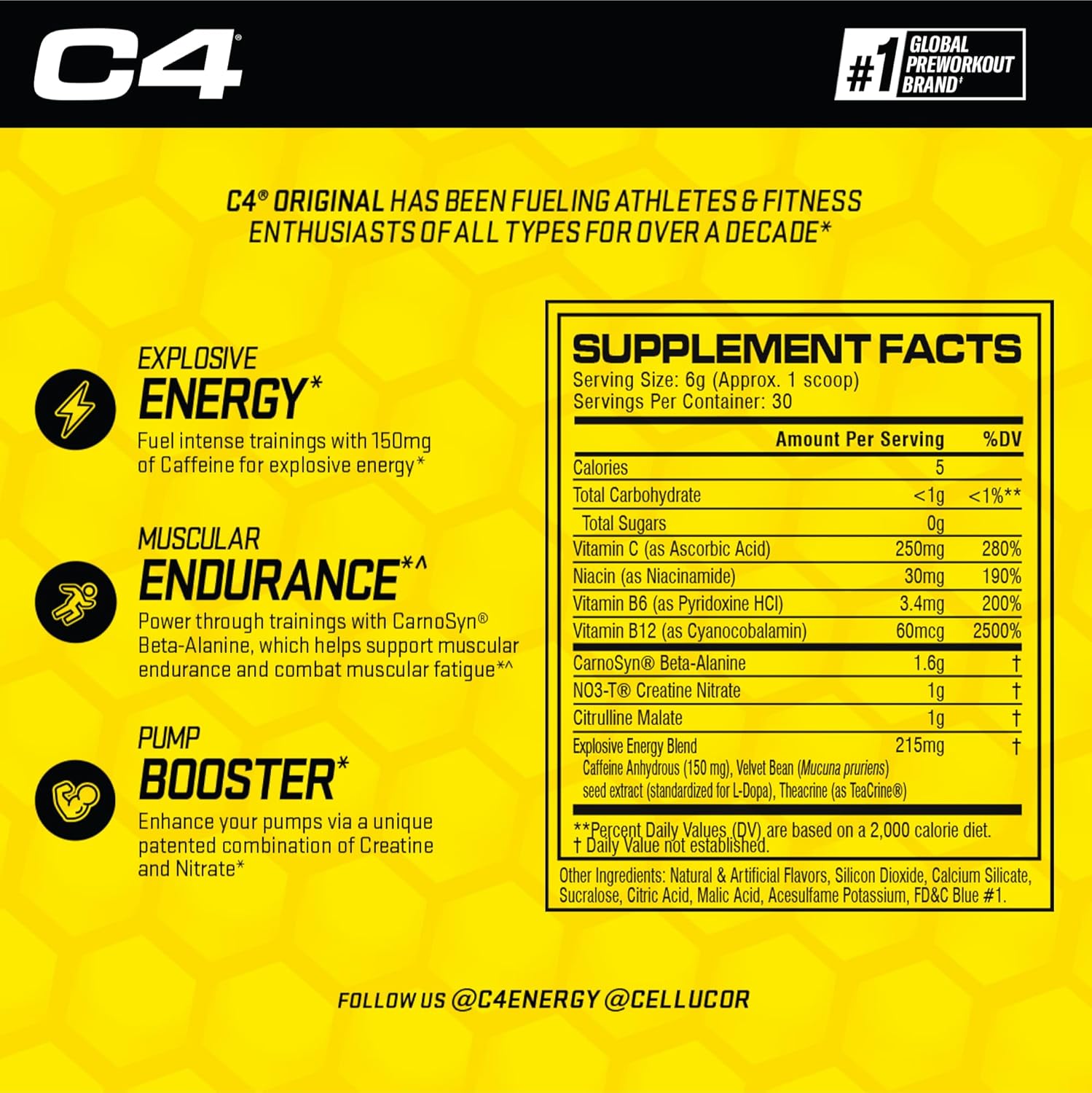 Cellucor C4 Original Pre Workout Powder - Icy Blue Razz - 30 Servings - Image 3