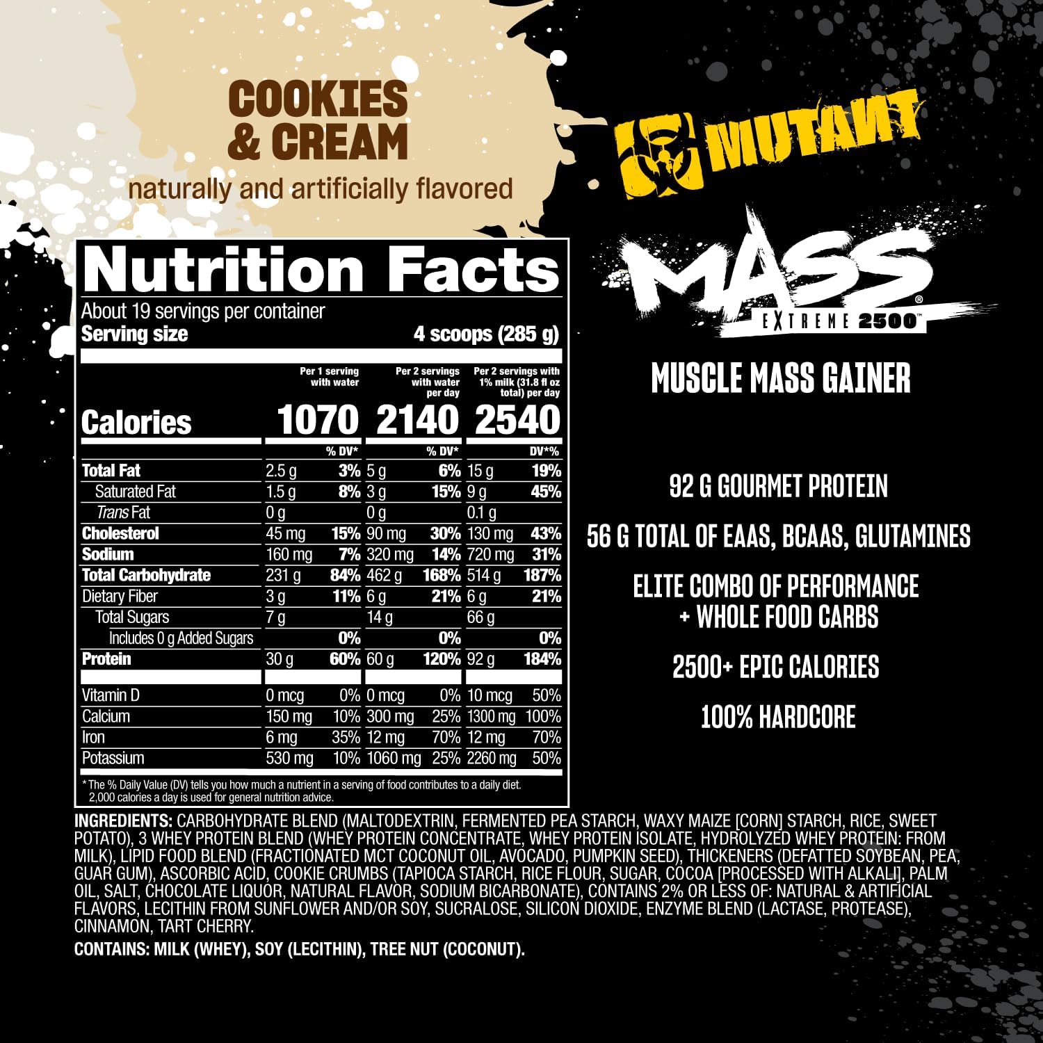 Mutant Mass Extreme 2500 Gainer - Whey Protein Powder with 3-Source Whey Protein Blend & Whole Food Carbs - High Calorie Mass Gainer for Muscle Building & Weight Gain - Image 6
